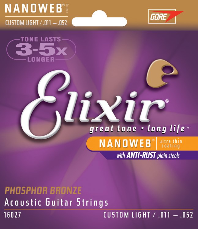 ELIXIR 16027 NANOWEB ANTI RUST PHOSPHOR BRONZE MUTA PER CHITARRA ACUSTICA 011 052