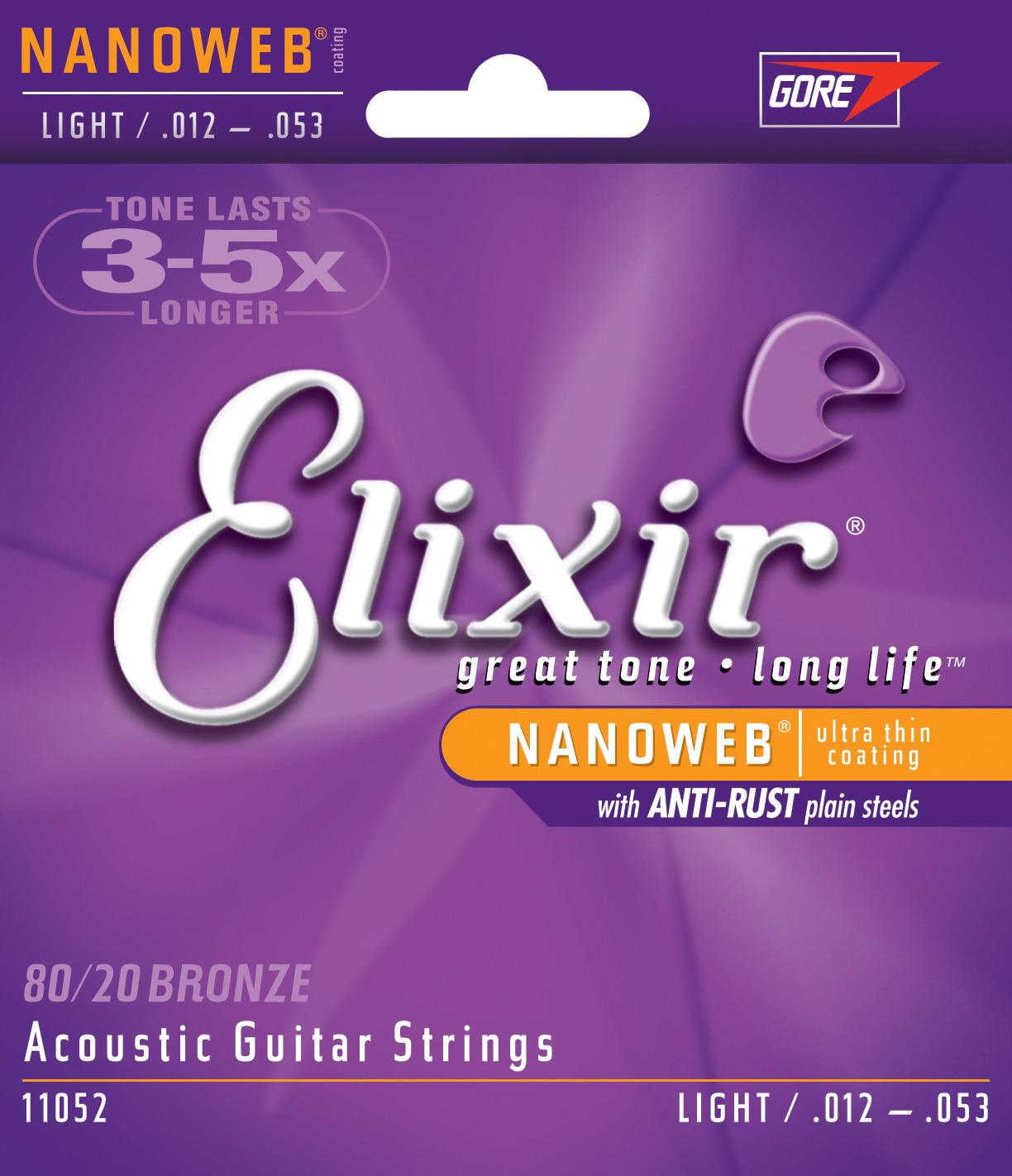 ELIXIR 11052 NANOWEB LIGHT MUTA PER CHITARRA ACUSTICA 012-053 80-20 BRONZE