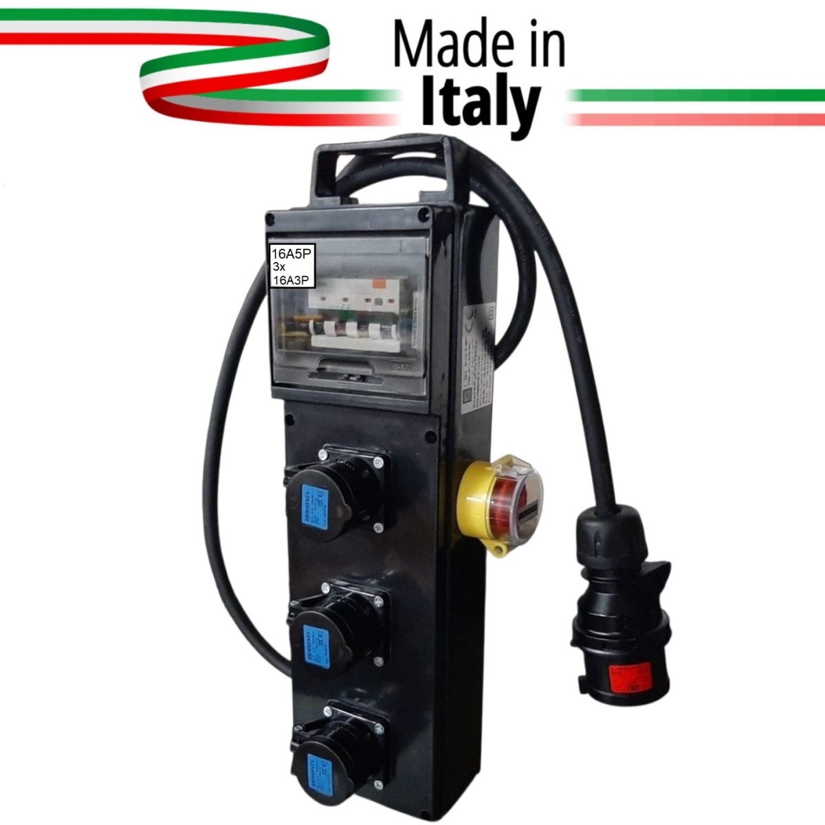 EXTREME QUADRO CORRENTE POWERBOX DA SPINA 16A 5P TRIFASE A 3 PRESE CEE 16A 3P MONOFASE CON PULSANTE SICUREZZA