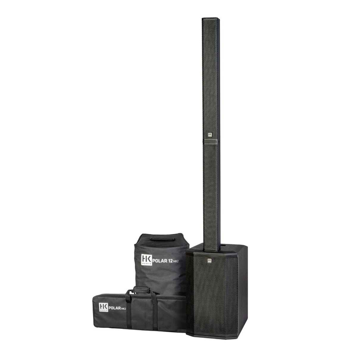 HK AUDIO POLAR 12 MKII IMPIANTO AUDIO ATTIVO A COLONNA 2000WATT SUBWOOFER 12" SATELLITI 6X3"
