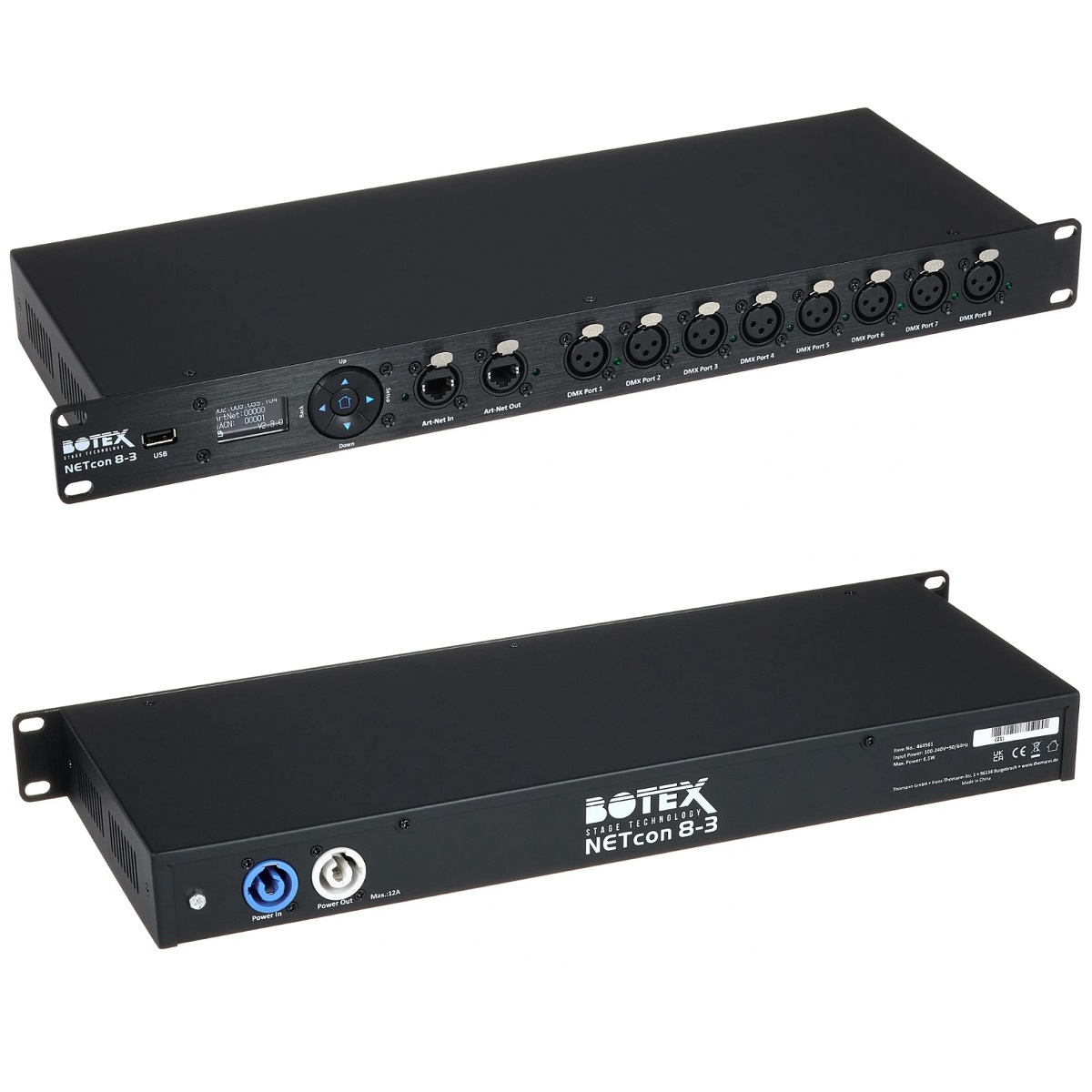 BOTEX NETCON 8-3 NODO ART-NET - DMX 3 POLI BIDIREZIONALE 1U RACK