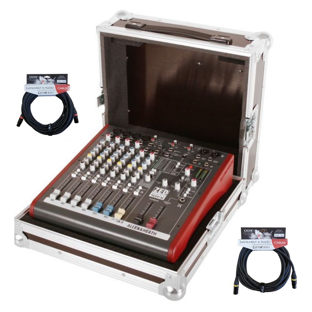 ALLEN   HEATH ALLEN&HEATH ZED60-10FX MIXER + FLIGHT CASE + 2 CAVI PROFESSIONALI XLR M-F 10 MT IN BUNDLE