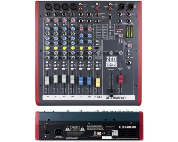 ALLEN   HEATH ALLEN&HEATH ZED60-10FX MIXER + FLIGHT CASE + 2 CAVI PROFESSIONALI XLR M-F 10 MT IN BUNDLE