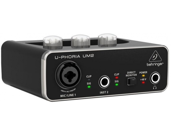 BEHRINGER UM2 U-PHORIA INTERFACCIA 2X2 USB SCHEDA AUDIO 2 IN 2 OUT PREAMPLIFICATORE MICROFONICO SOFTWARE PC MAC EX-DEMO