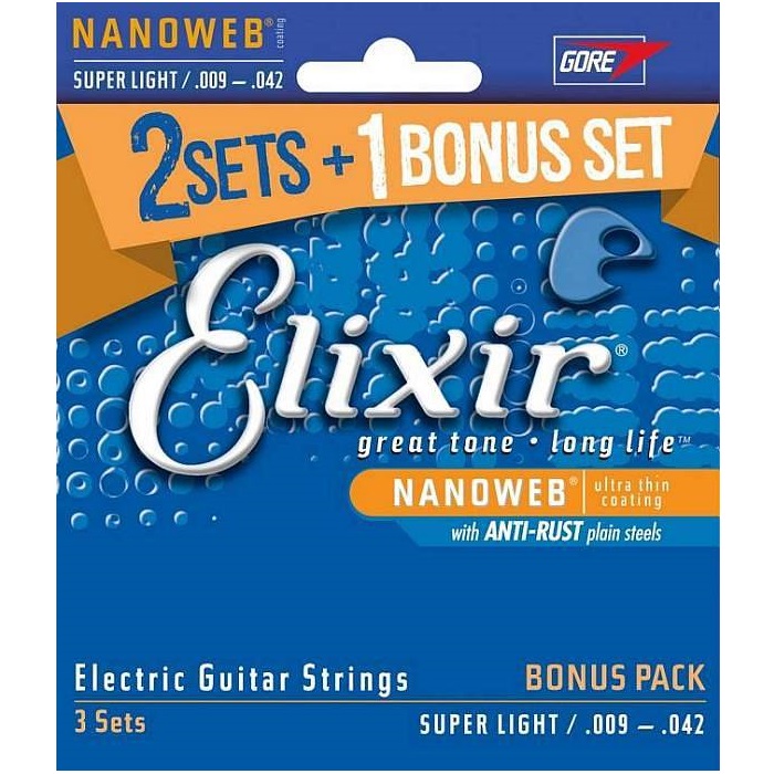 ELIXIR NANOWEB SUPER LIGHT 009-042 SET 3 MUTE PER CHITARRA ELETTRICA LIMITED EDITION