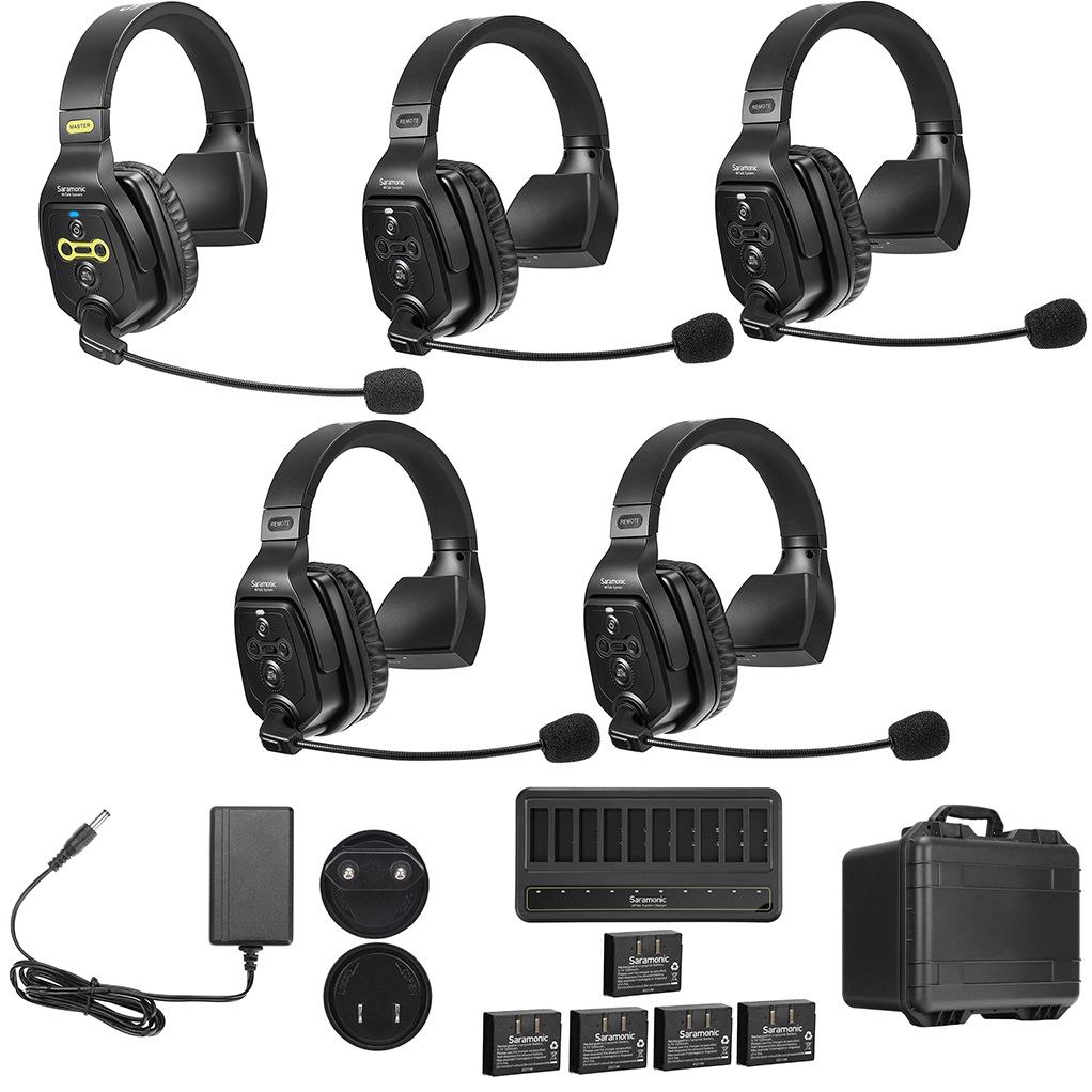 SARAMONIC WITALK WT5S SISTEMA 5 CUFFIE FULL-DUPLEX WIRELESS INTERCOM SYSTEM 1 9GHZ BASE RICARICA E CUSTODIA