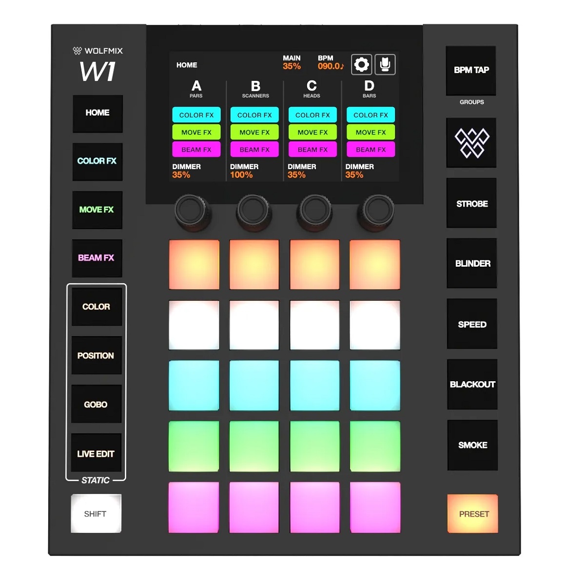 WOLFMIX W1 MK3 CONTROLLER LUCI DMX MIXER STAND ALONE