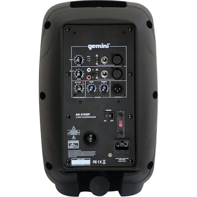 GEMINI AS2108P CASSA ATTIVA 2 VIE 500W PICCO WOOFER 8" 2CANALI EQ2 BANDE EX-DEMO