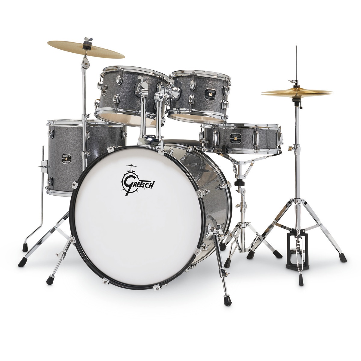 GRETSCH DRUMS RENEGADE 22" GREY SPARKLE BATTERIA STANDARD CON PIATTI E SGABELLO