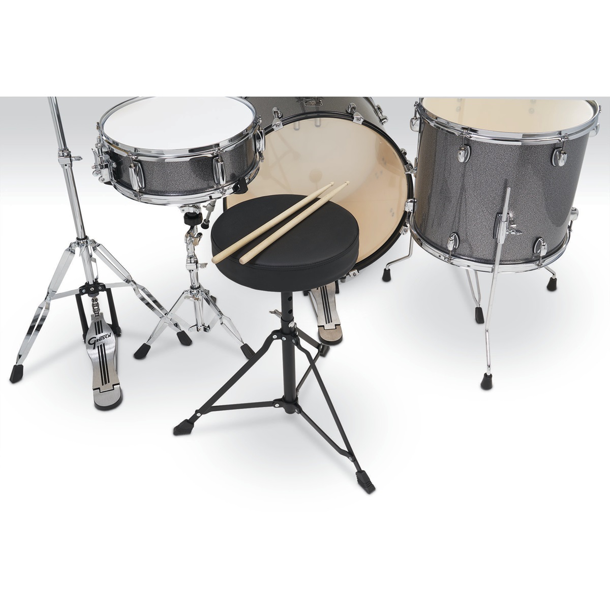 GRETSCH DRUMS RENEGADE 22" GREY SPARKLE BATTERIA STANDARD CON PIATTI E SGABELLO