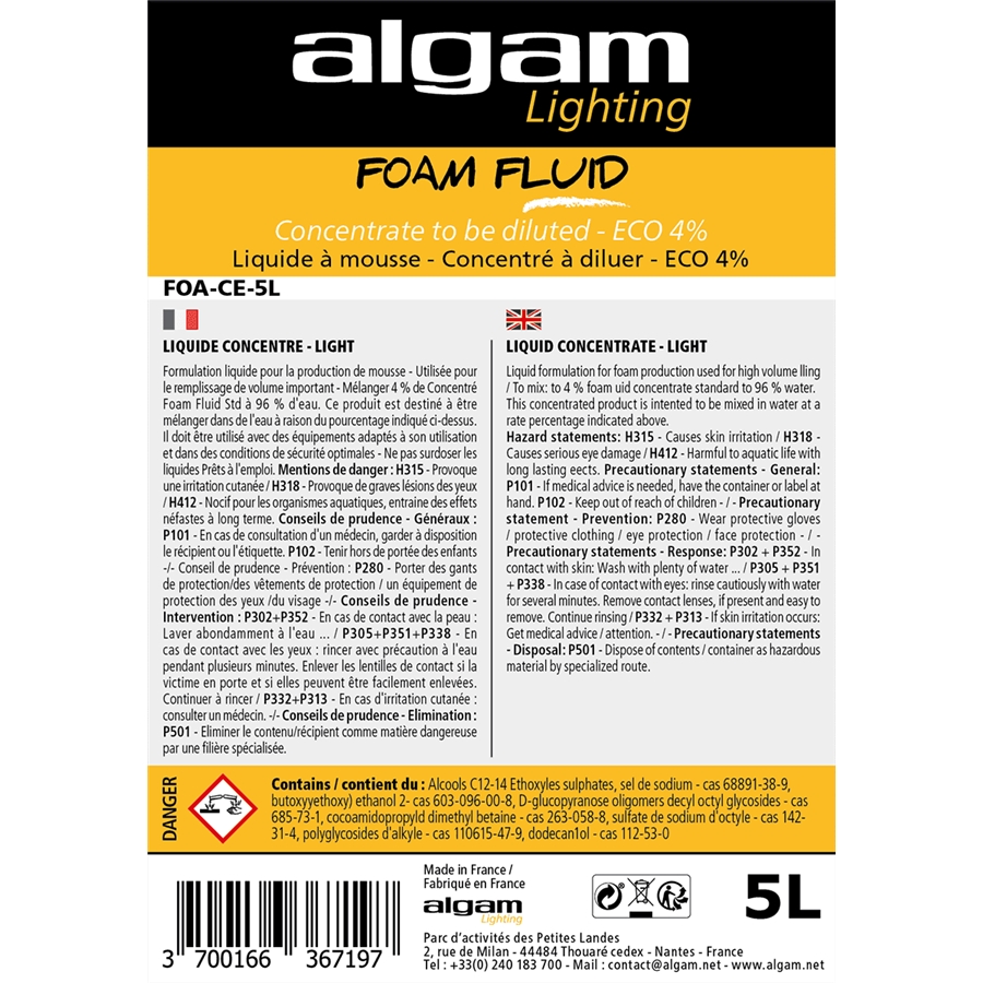 Algam Lighting FOA-CE-5L Liquido Schiumogeno Concentrato ECO 4 5L