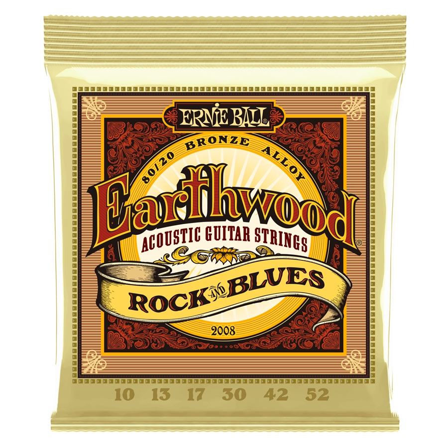 Ernie Ball 2008 Earthwood Rock Blues con Sol Liscio 80/20 Bronze 11-52