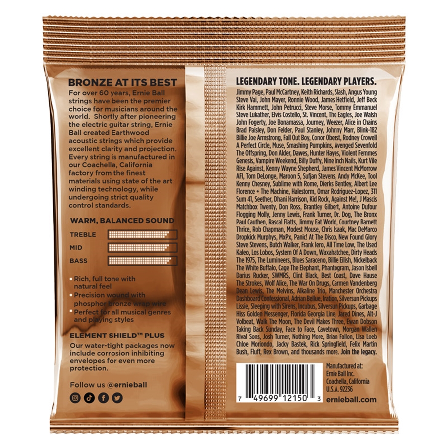 Ernie Ball 2150 Earthwood Phosphor Bronze Extra Light 10-50