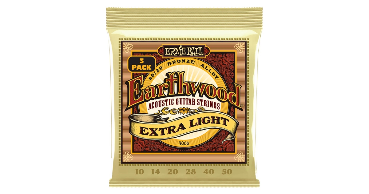 Ernie Ball 3006 Earthwood Extra Light 8020 3 Pk 10 50