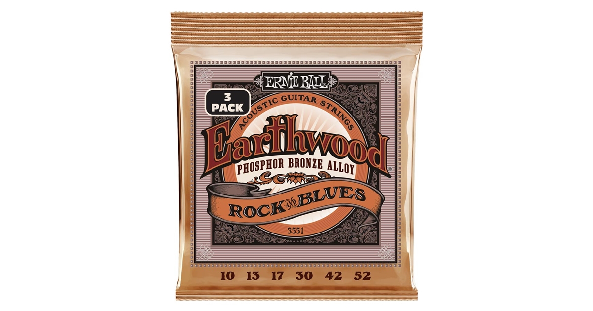 Ernie Ball 3551 Erthwd RandB wPlain G 3 Pk 10 52