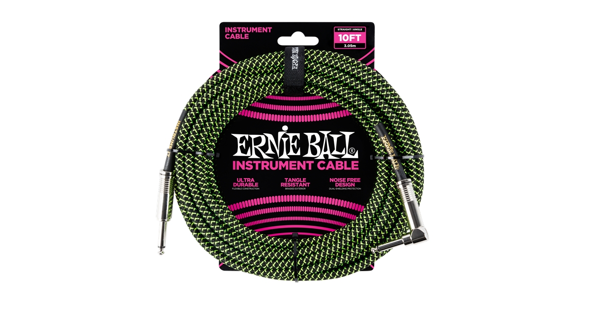 Ernie Ball 6077 Cavo Braided Black/Green 3,05 m