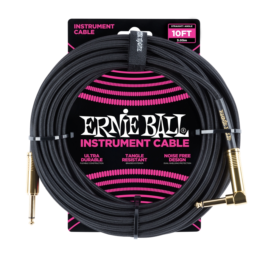 Ernie Ball 6081 Cavo Braided Black Gold Tips 3,05 m