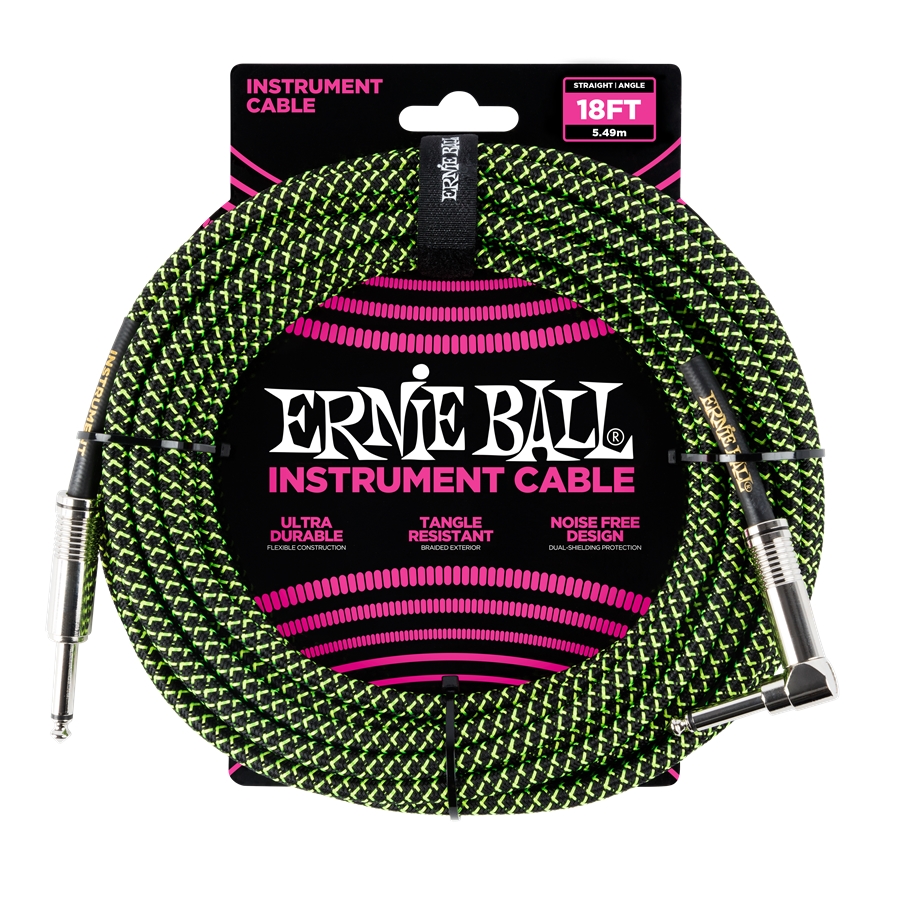 Ernie Ball 6082 Cavo Braided Black/Green 5,49 m