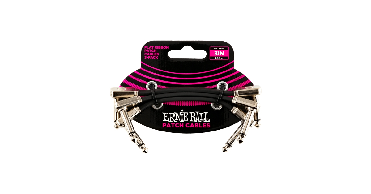 Ernie Ball 6220 Flat Ribbon Patch Cable 7,62 cm Pacco da 3