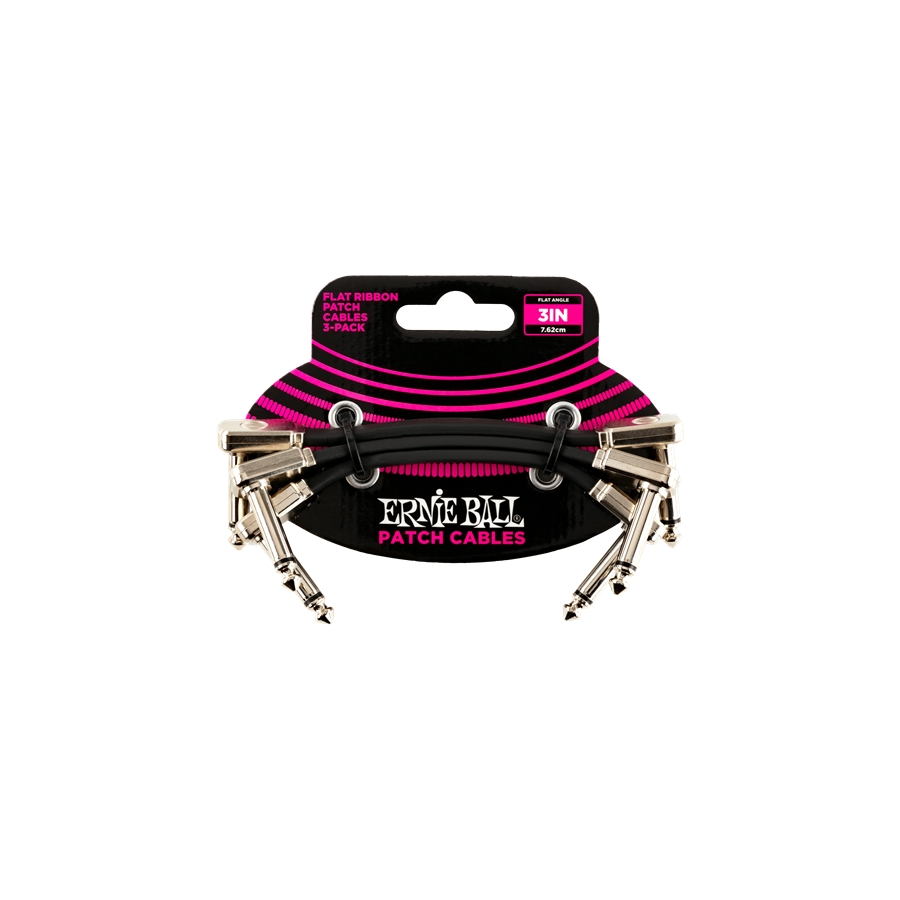 Ernie Ball 6220 Flat Ribbon Patch Cable 7,62 cm Pacco da 3