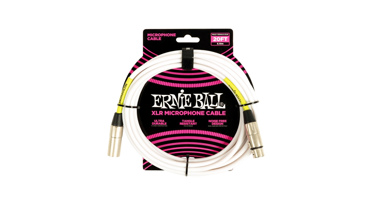 Ernie Ball 6389 Cavo Microfonico PVC bianco 6 m