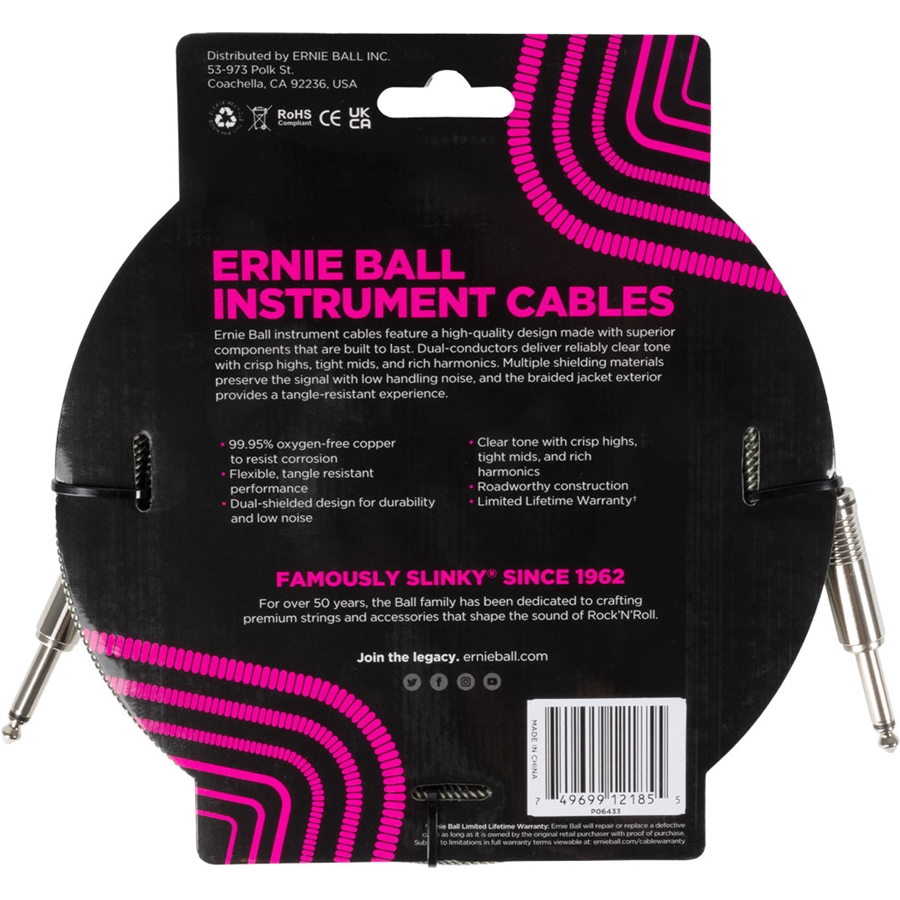 Ernie Ball 6433 Braided Cables Silver Fox 5,5 m