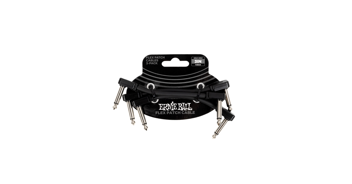 Ernie Ball 6443 Flex Patch Cable Black 8cm 3pk