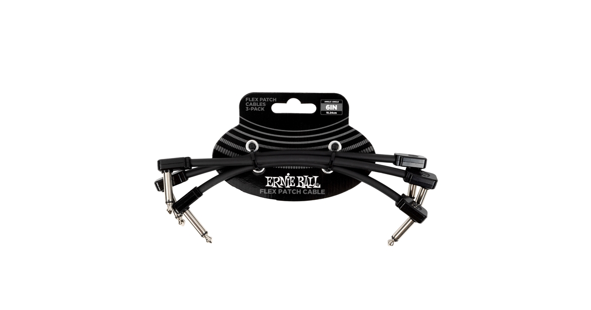 Ernie Ball 6444 Flex Patch Cable Black 15cm 3pk