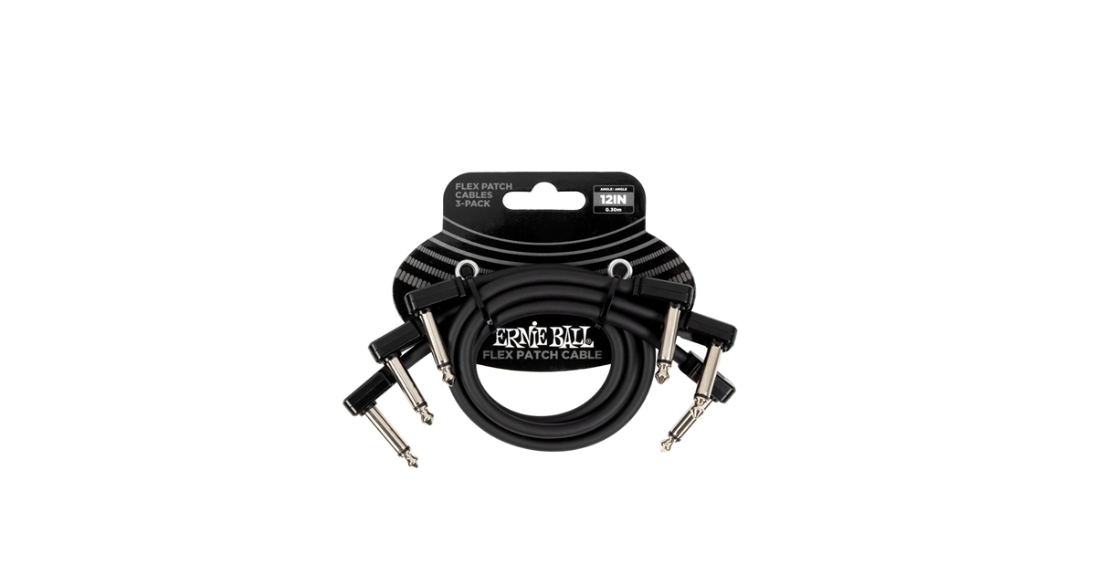 Ernie Ball 6445 Flex Patch Cable Black 30cm 3pk