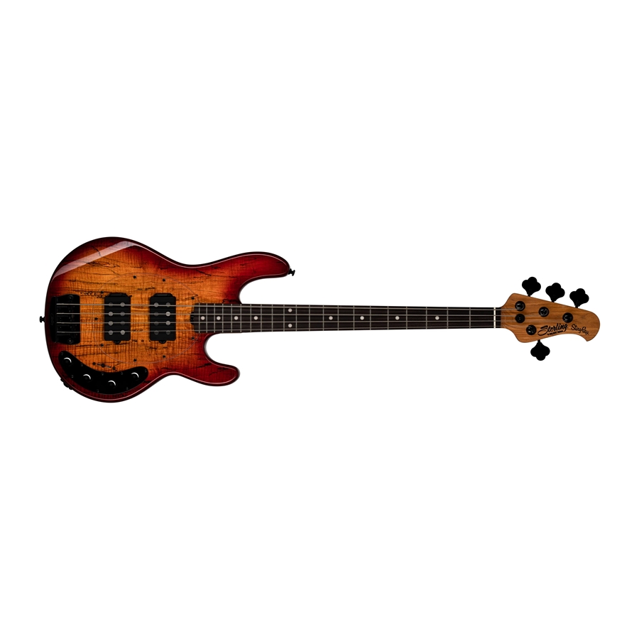 Sterling by MusicMan RAY34HH Spalted Maple Blood Orange Burst