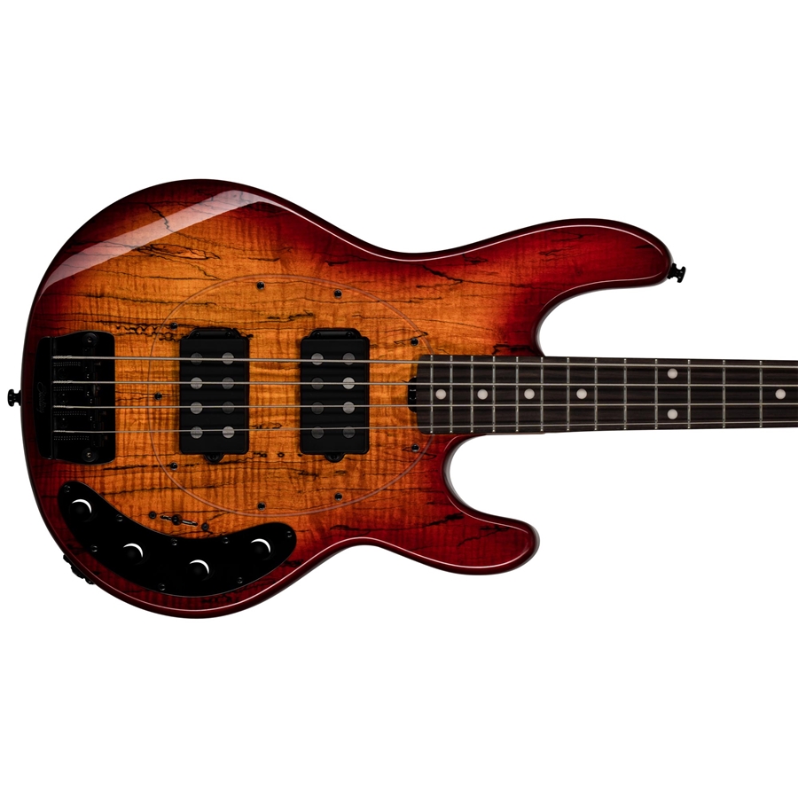 Sterling by MusicMan RAY34HH Spalted Maple Blood Orange Burst