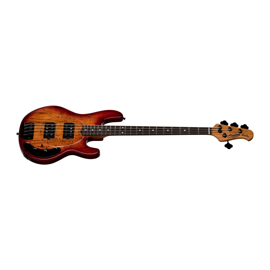 Sterling by MusicMan RAY34HH Spalted Maple Blood Orange Burst