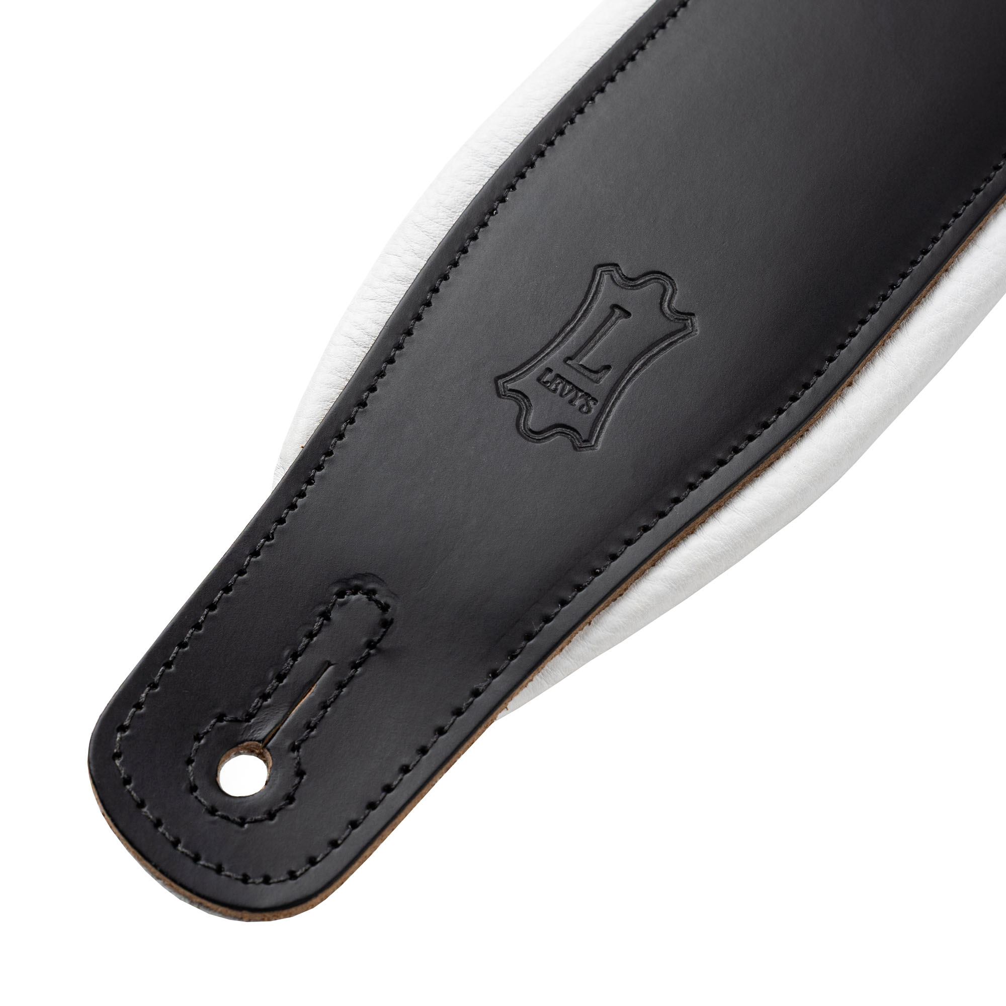 Levy's M26PD-BLK_WHT Tracolla in pelle pieno fiore imbottita Black e White 3