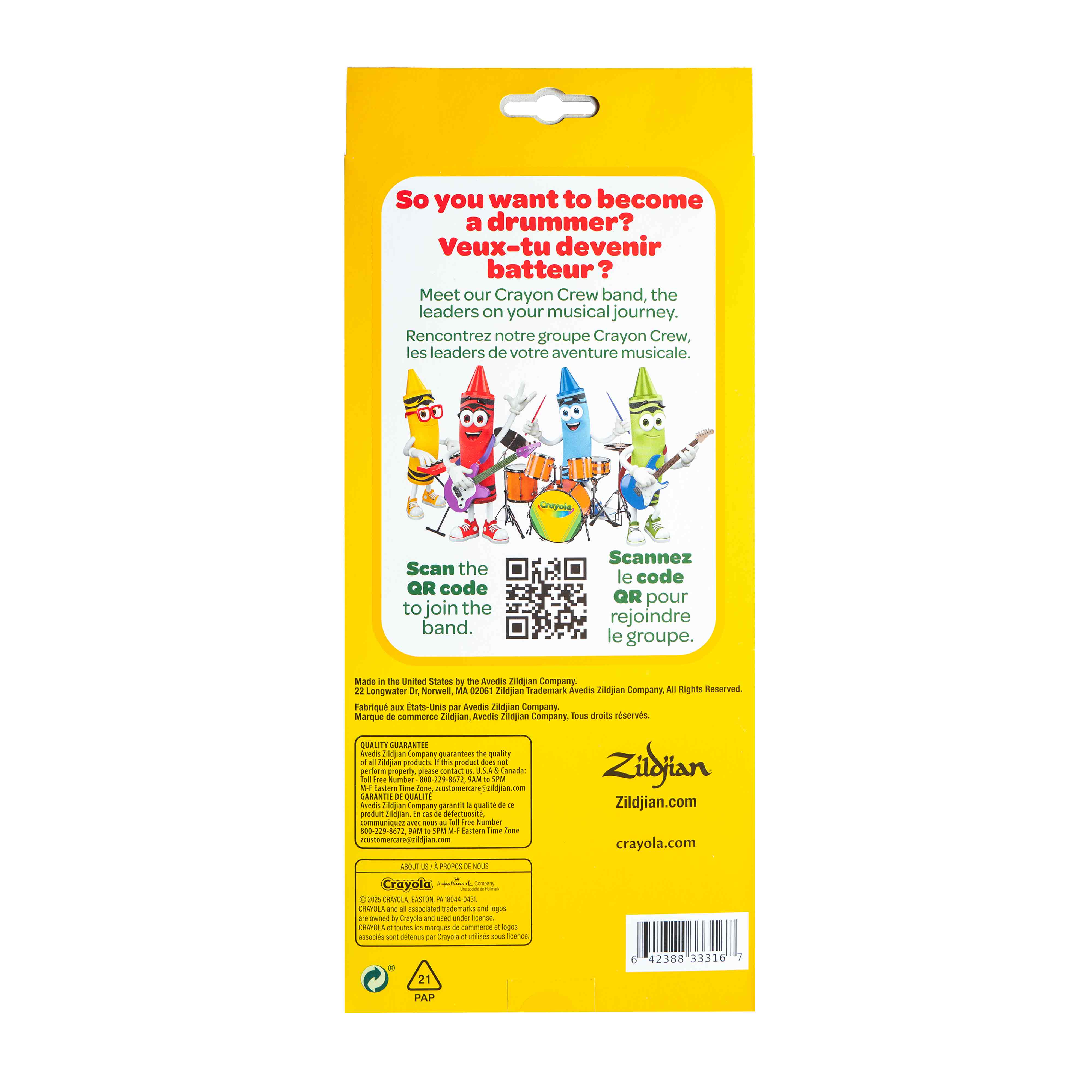 Zildjian PZA ZKIDS 6 DRUMSTICKS PAD, CRAYOLA