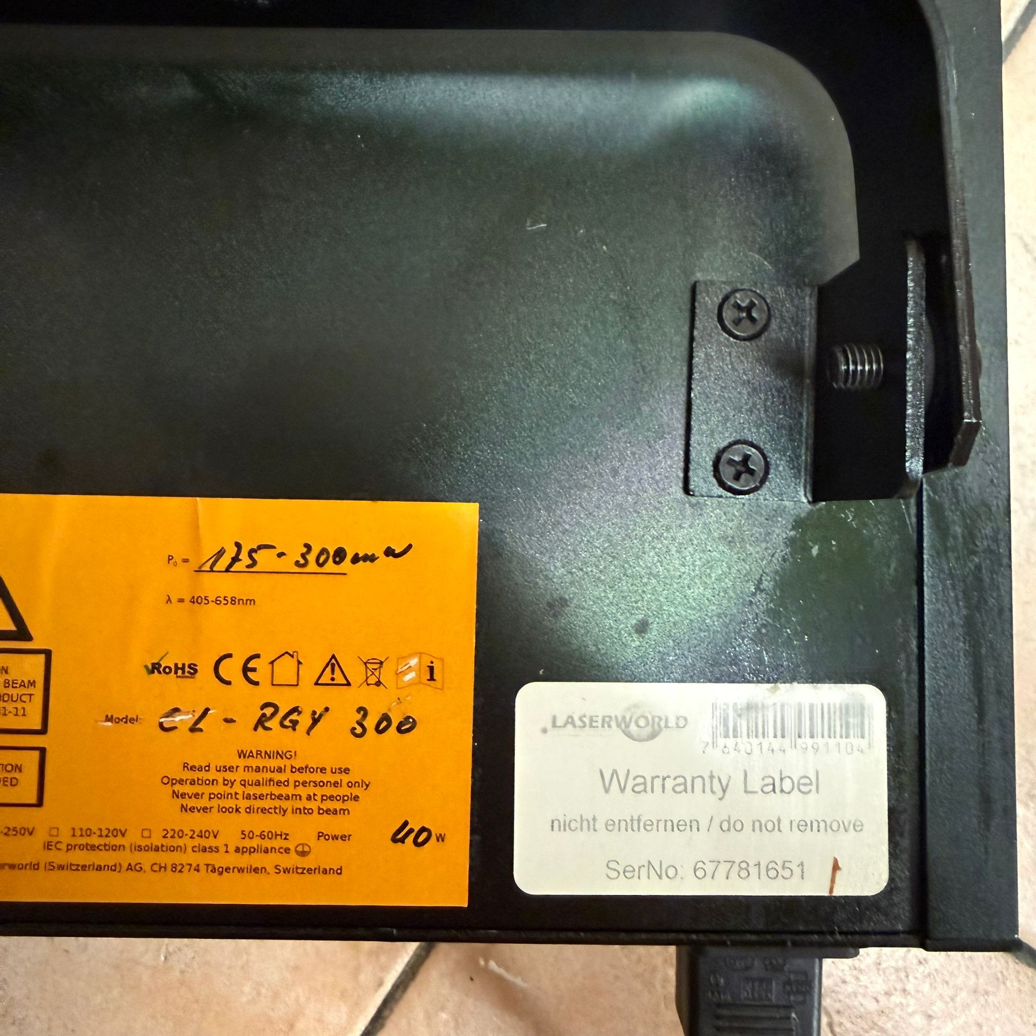 Laserworld CL-RGY 300 - Proiettore Laser Multicolore RGY da 300mW (USATO)