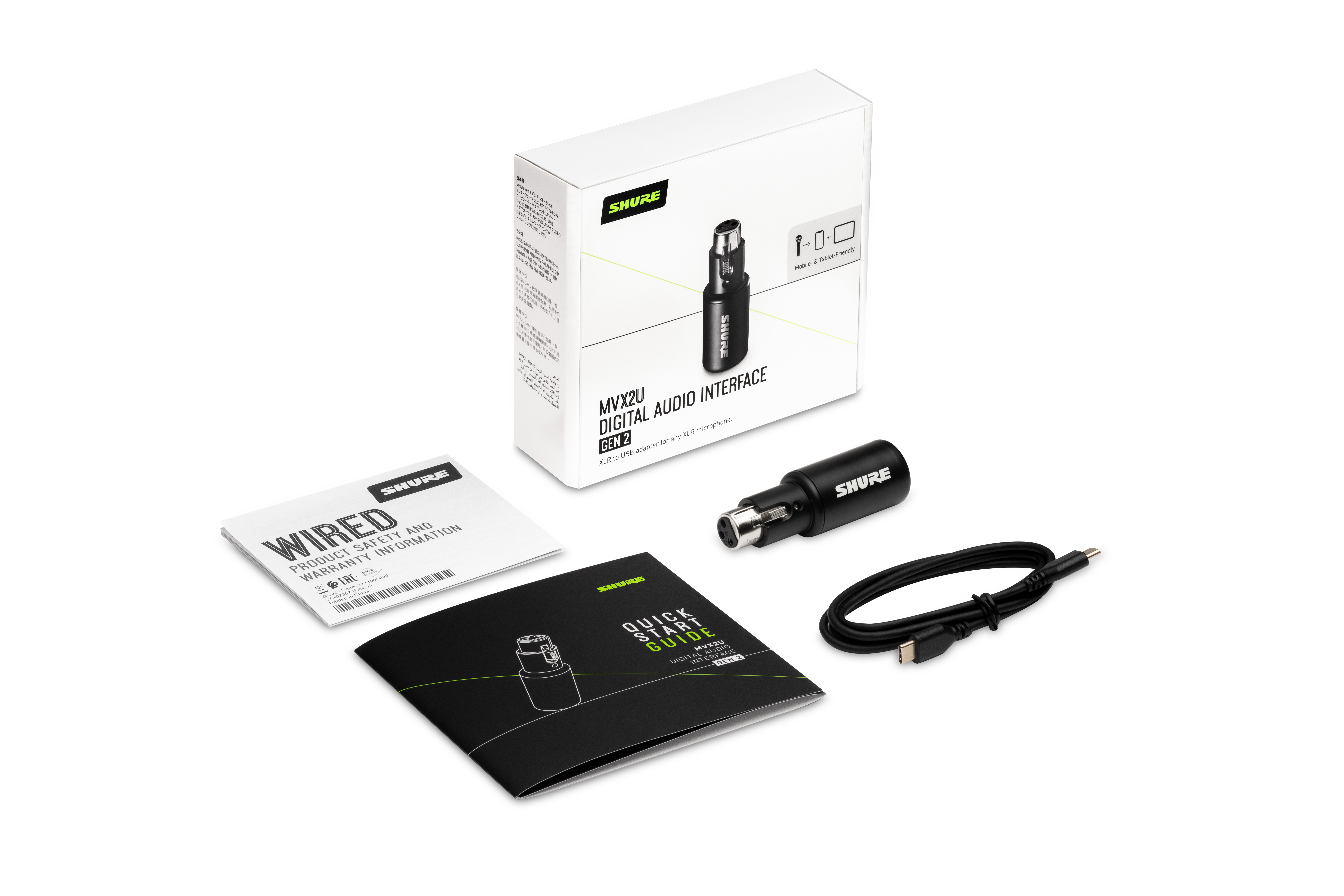 Shure MVX2U Gen 2 - Interfaccia Audio USB C per microfono, con DSP
