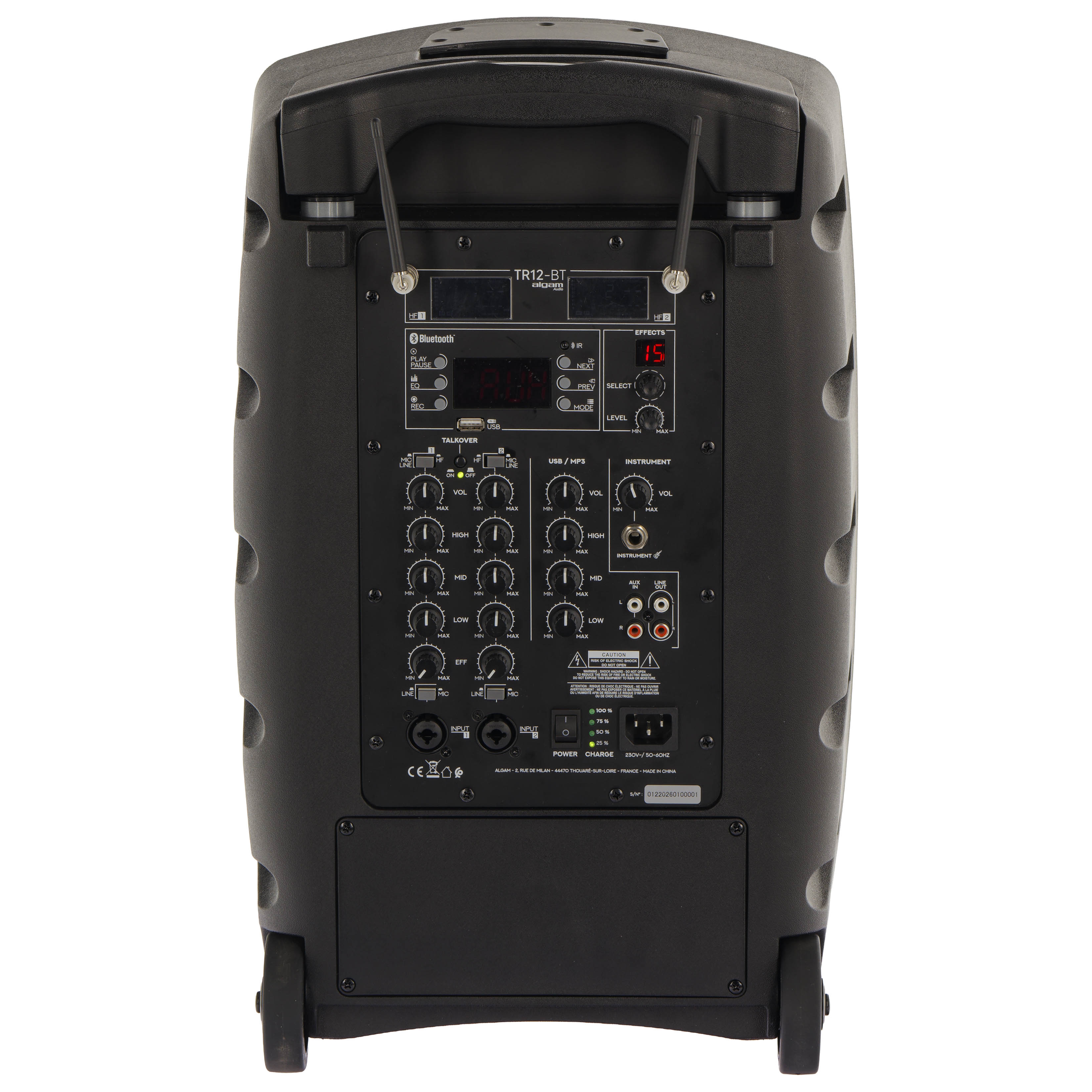 Algam Audio TR12-BT Altoparlante Portatile a Batteria con 2 Microfoni Wireless e Bluetooth