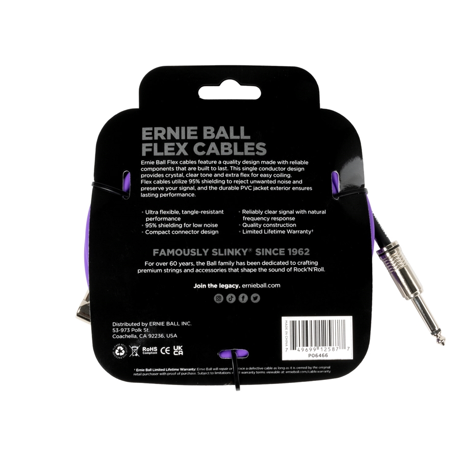 Ernie Ball 6466 Flex Cable Straight Angle Purple 6m