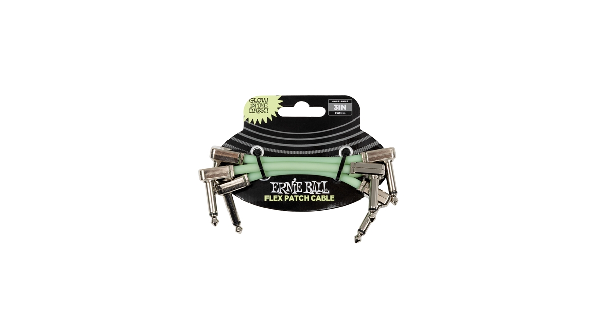 Ernie Ball 6474 Flex Patch Cable Glow in Dark 7.62 cm 3pk