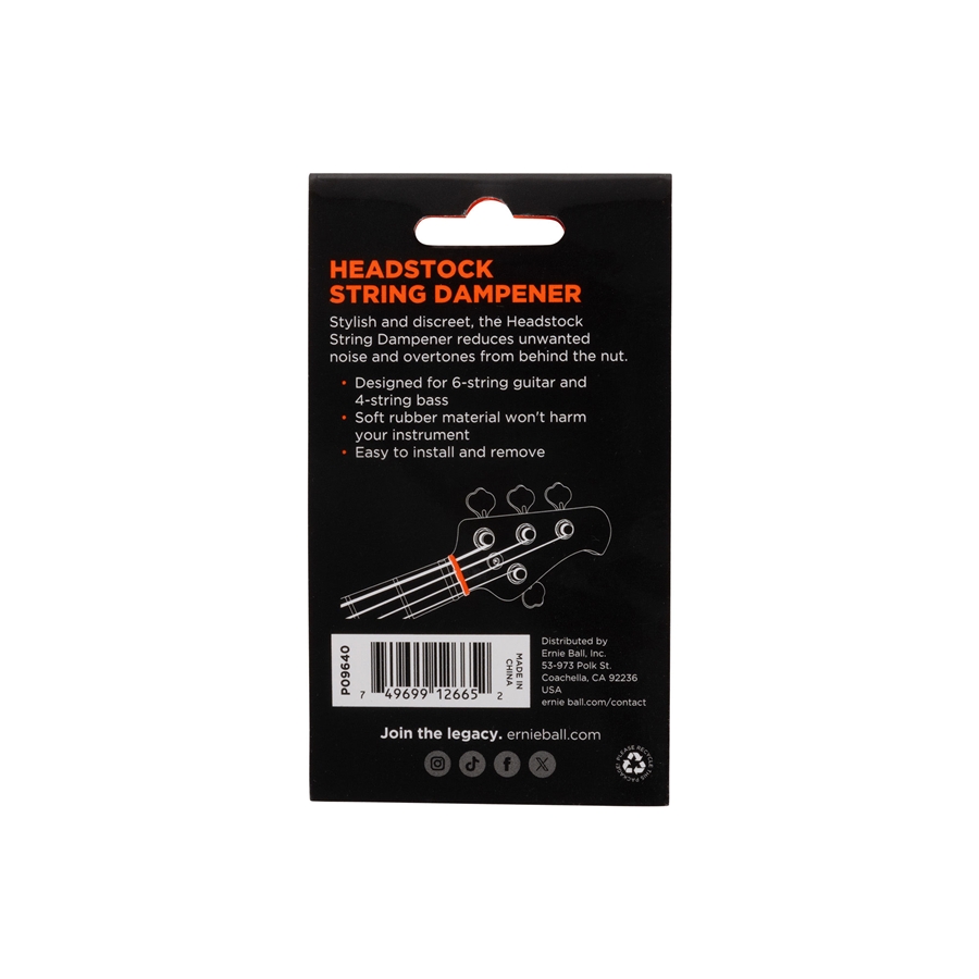 Ernie Ball 9640 String Dampener Guitar Headstock