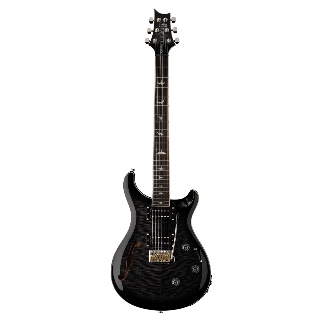 PRS SE Custom 24 Semi-Hollow Piezo Charcoal Burst - Chitarra Elettrica Semi-Acoustic con Doppio Output