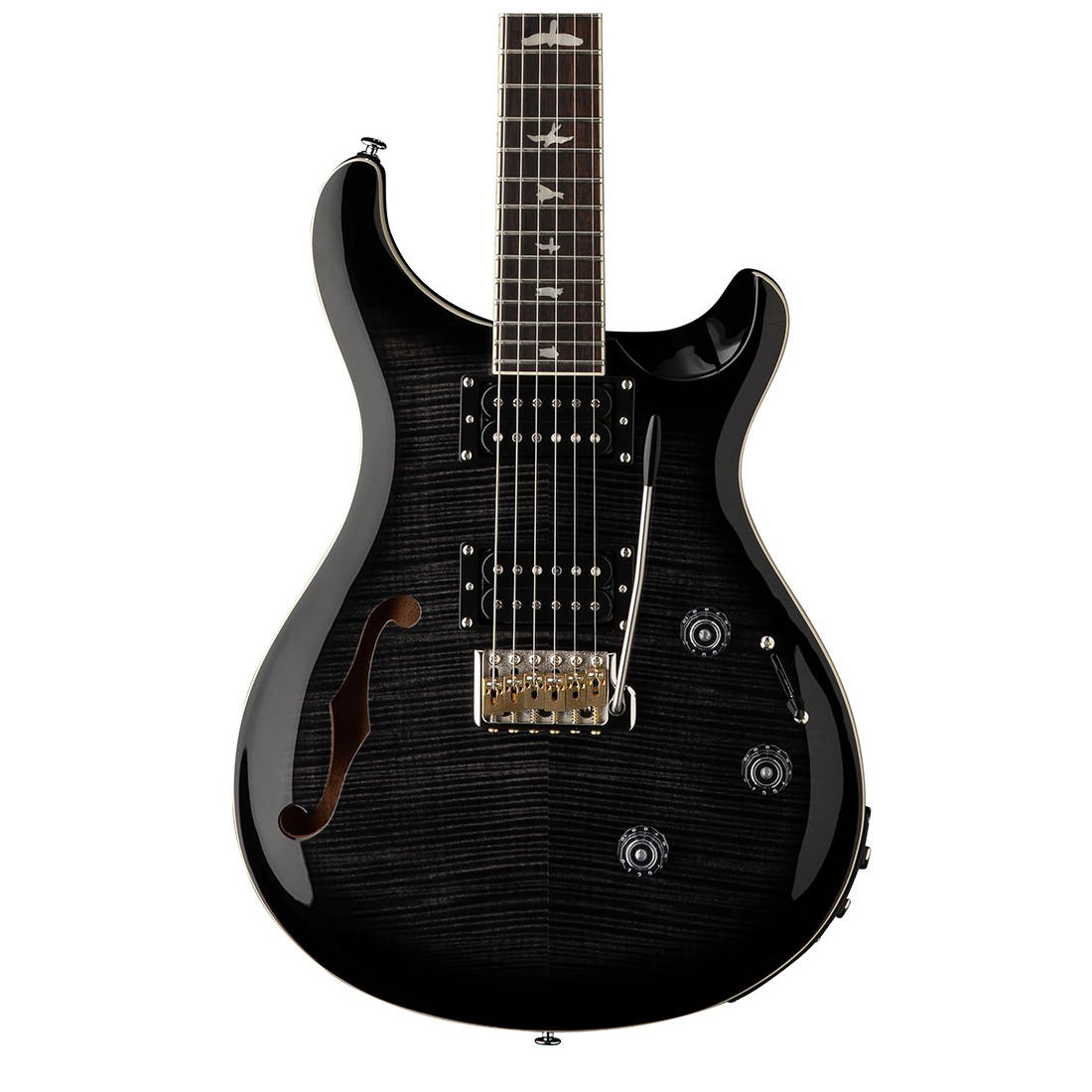 PRS SE Custom 24 Semi-Hollow Piezo Charcoal Burst - Chitarra Elettrica Semi-Acoustic con Doppio Output