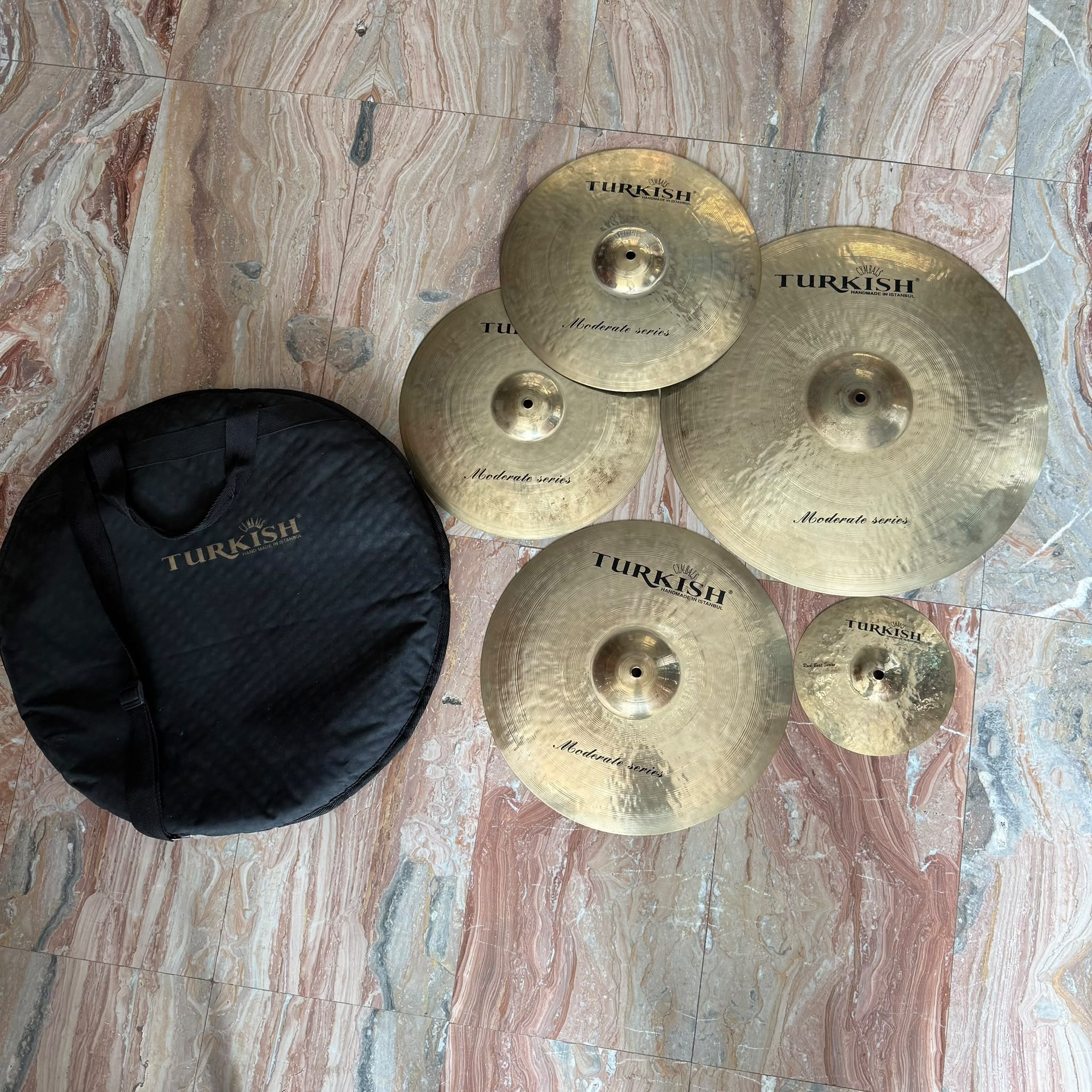 Turkish Moderate Series - Set Piatti 14" Hi-Hat + 16" Crash + 20" Ride + Splash 8" + Borsa Usato