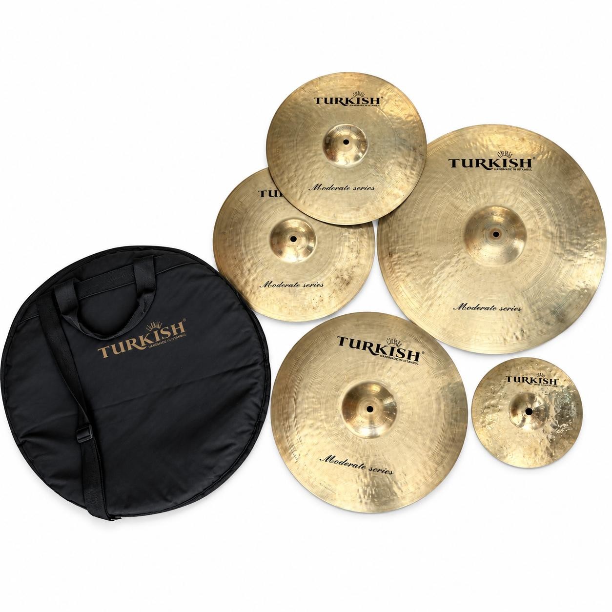 Turkish Moderate Series - Set Piatti 14" Hi-Hat + 16" Crash + 20" Ride + Splash 8" + Borsa Usato