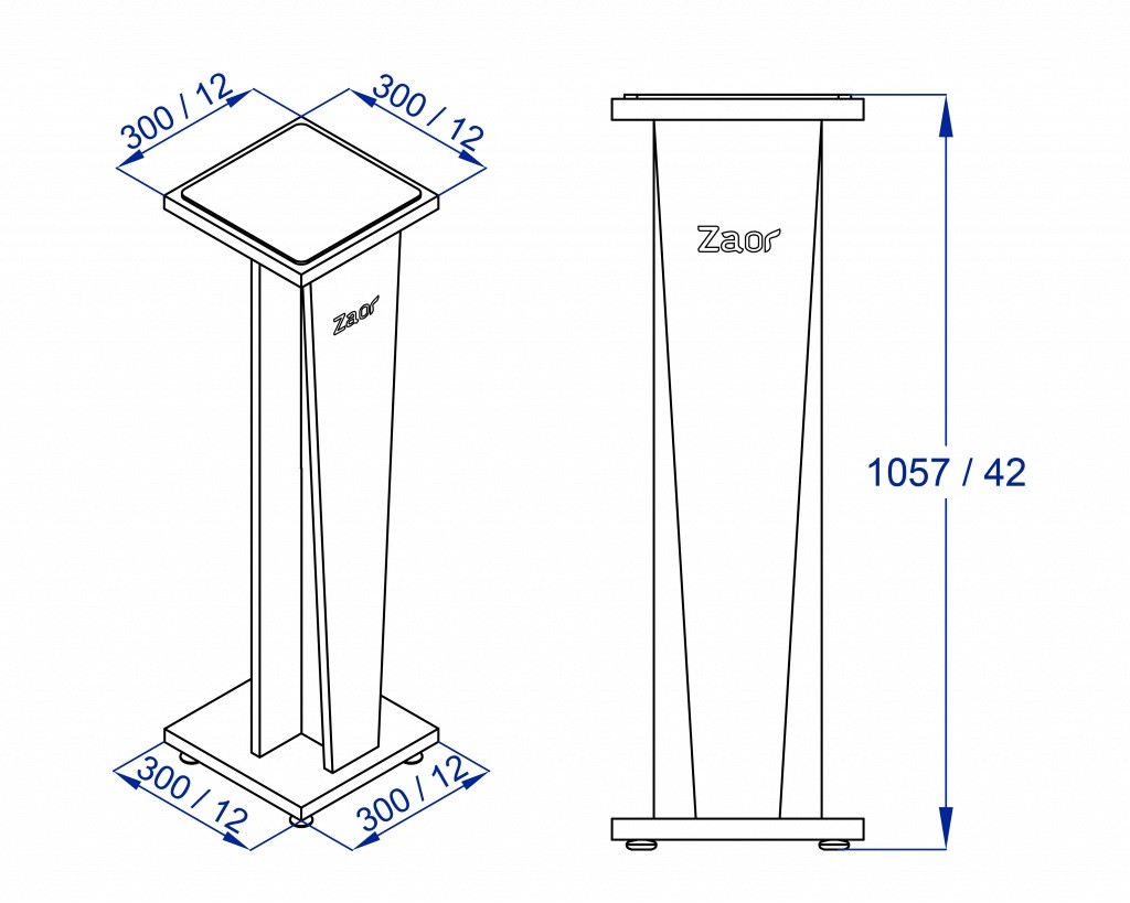 ZAOR Miza V-Stand 42 Black - Coppia di Supporti da Terra per Monitor da Studio