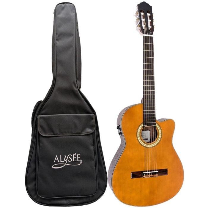 ALYSE CL200CES - Chitarra Classica Cutaway 4/4 Elettrificata Satinata con Borsa Imbottita