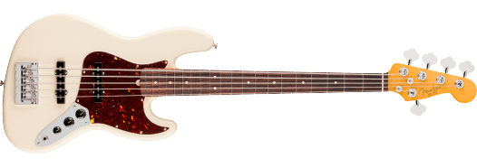FENDER American Professional Jazz Bass® V Rosewood Fingerboard - Olympic White con Custodia Rigida