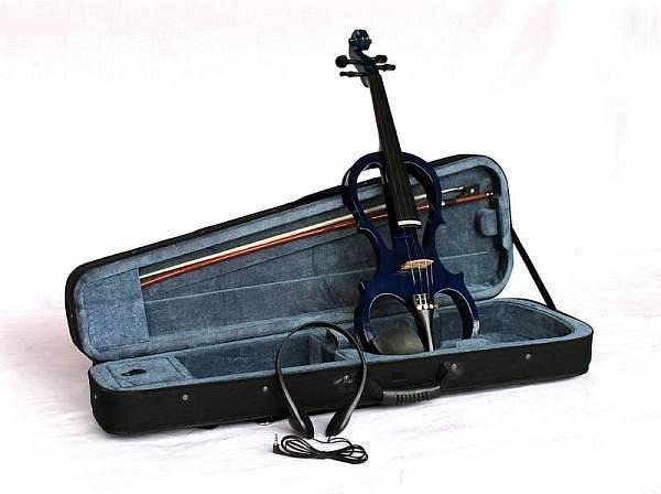 Luke & Daniel LDVLE4 - Violino elettrico con custodia e cuffie - colore blu