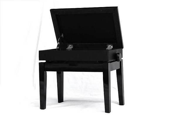 Weisbach Panchetta lusso per pianoforte - con sedile contenitore apribile - nera trapuntata - yx122