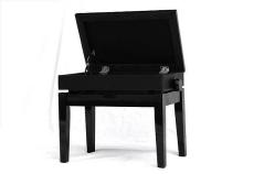 Weisbach Panchetta lusso per pianoforte - con sedile contenitore apribile - nera trapuntata - yx122
